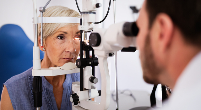 senior woman at an eye exam